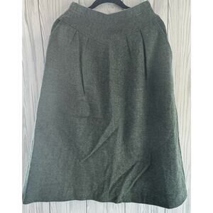 Vintage 70s Lois Anderson Wool Blend Green A-Line Midi Skirt Size 10